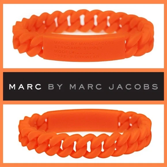 Marc By Marc Jacobs Orange Bracelet Standard Supply Braided Silicone Rubber - Picture 6 of 6